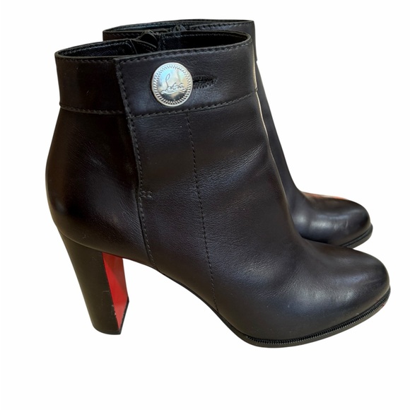 Christian Louboutin Black Janis Button Leather Boots Size 40